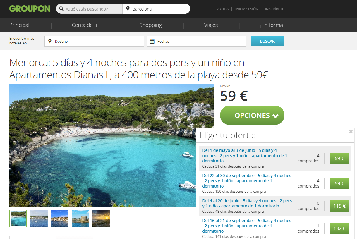 Apartamento menorca 5 personas